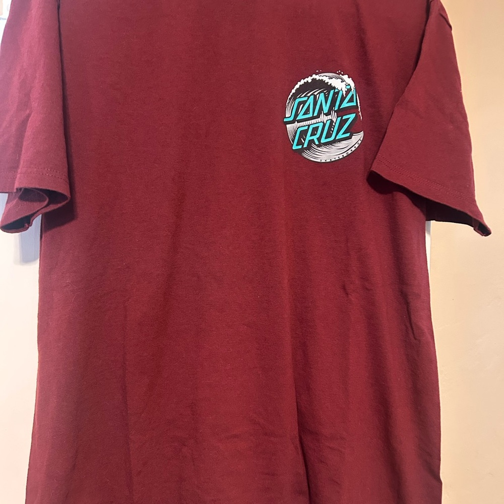 Burgundy Short Sleeve Tee with Teal Logo